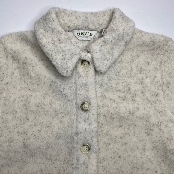 Orvis Women's Ivory Sherpa Button Front Jacket With Brocade Details Sz Sm - Picture 4 of 10